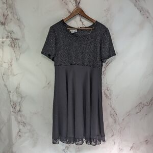 Laurence Kazar Dress Women Medium Black Beaded Vintage Swing Short Blouson